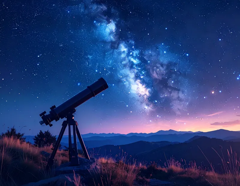 天体観測　望遠鏡で月の観察